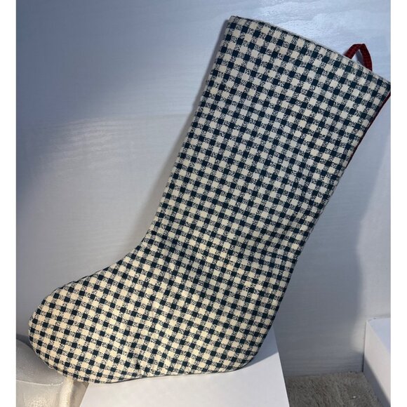 Cambridge Christmas Stocking Santa Reindeer Applique Quilted  Cotton Gingham 17" - Picture 4 of 6